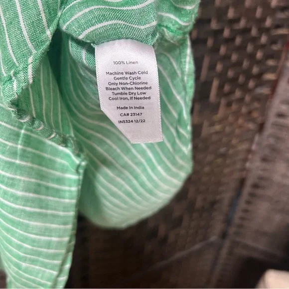 Talbots green striped line top size 3X plus long sleeved button up - Picture 3 of 7